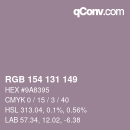 颜色代码: RGB 154 131 149 | qconv.com