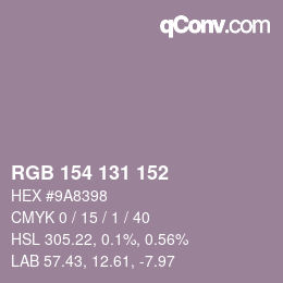 颜色代码: RGB 154 131 152 | qconv.com