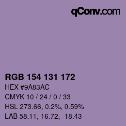 Color code: RGB 154 131 172 | qconv.com
