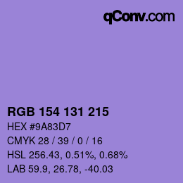 Color code: RGB 154 131 215 | qconv.com