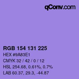 Color code: RGB 154 131 225 | qconv.com