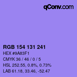 Color code: RGB 154 131 241 | qconv.com