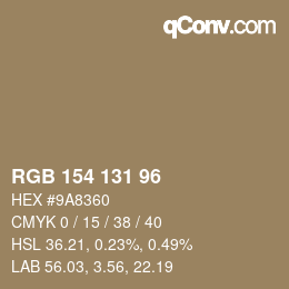 Código de color: RGB 154 131 96 | qconv.com