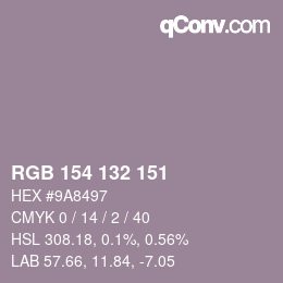 Código de color: RGB 154 132 151 | qconv.com
