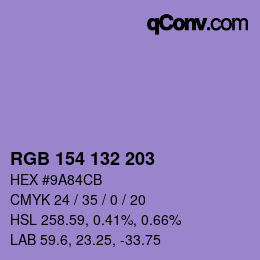 Color code: RGB 154 132 203 | qconv.com