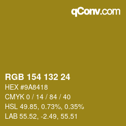 Color code: RGB 154 132 24 | qconv.com