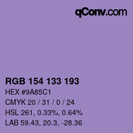 Código de color: RGB 154 133 193 | qconv.com