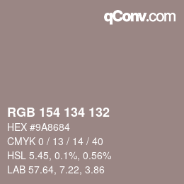 Código de color: RGB 154 134 132 | qconv.com