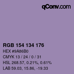 Color code: RGB 154 134 176 | qconv.com