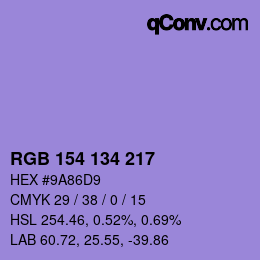 Color code: RGB 154 134 217 | qconv.com