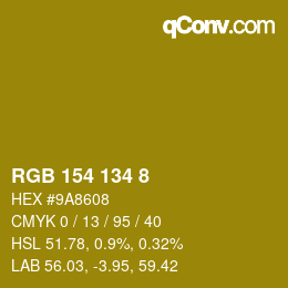 Color code: RGB 154 134 8 | qconv.com