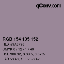 カラーコード: RGB 154 135 152 | qconv.com