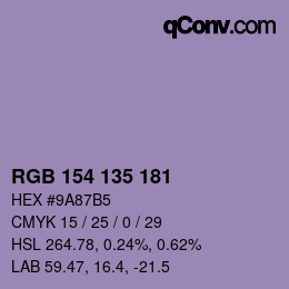 Color code: RGB 154 135 181 | qconv.com