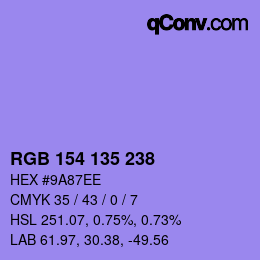 Color code: RGB 154 135 238 | qconv.com