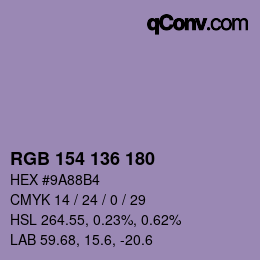 Código de color: RGB 154 136 180 | qconv.com