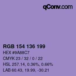 Color code: RGB 154 136 199 | qconv.com