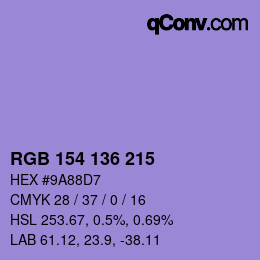 Color code: RGB 154 136 215 | qconv.com