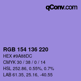 Color code: RGB 154 136 220 | qconv.com