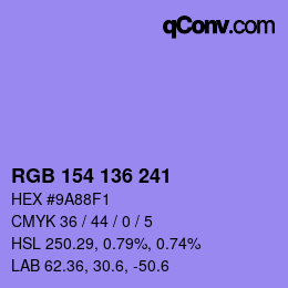 Color code: RGB 154 136 241 | qconv.com
