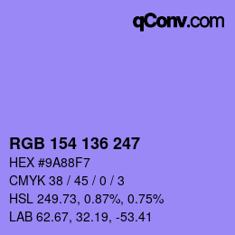 Color code: RGB 154 136 247 | qconv.com