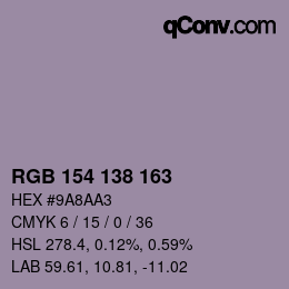 Farbcode: RGB 154 138 163 | qconv.com
