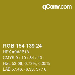 Color code: RGB 154 139 24 | qconv.com