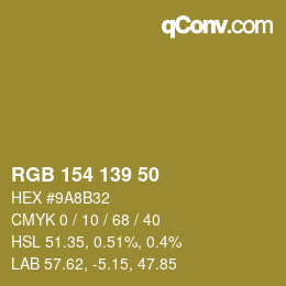 颜色代码: RGB 154 139 50 | qconv.com
