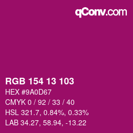 Color code: RGB 154 13 103 | qconv.com