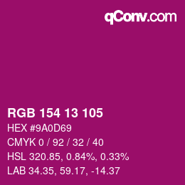 カラーコード: RGB 154 13 105 | qconv.com