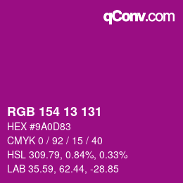 Color code: RGB 154 13 131 | qconv.com