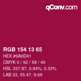 Color code: RGB 154 13 65 | qconv.com