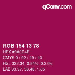 Color code: RGB 154 13 78 | qconv.com
