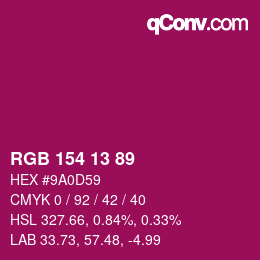 カラーコード: RGB 154 13 89 | qconv.com