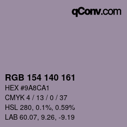 Color code: RGB 154 140 161 | qconv.com