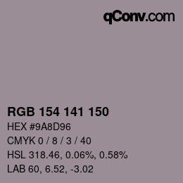 Código de color: RGB 154 141 150 | qconv.com