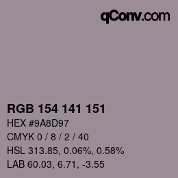 Color code: RGB 154 141 151 | qconv.com