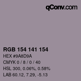 Color code: RGB 154 141 154 | qconv.com