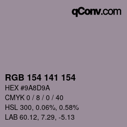 Color code: RGB 154 141 154 | qconv.com