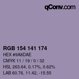 Color code: RGB 154 141 174 | qconv.com
