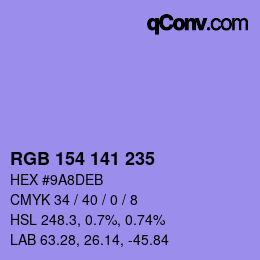 Color code: RGB 154 141 235 | qconv.com