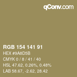 Farbcode: RGB 154 141 91 | qconv.com