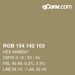 カラーコード: RGB 154 142 103 | qconv.com