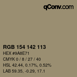 Color code: RGB 154 142 113 | qconv.com