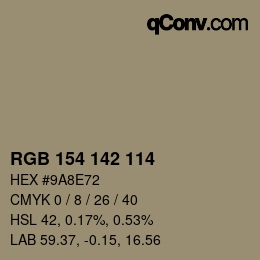 カラーコード: RGB 154 142 114 | qconv.com