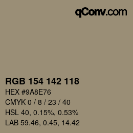 Color code: RGB 154 142 118 | qconv.com