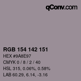 Código de color: RGB 154 142 151 | qconv.com