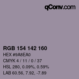 Color code: RGB 154 142 160 | qconv.com