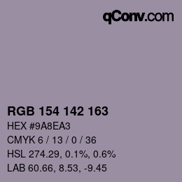 Color code: RGB 154 142 163 | qconv.com