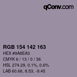 カラーコード: RGB 154 142 163 | qconv.com