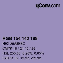 Color code: RGB 154 142 188 | qconv.com